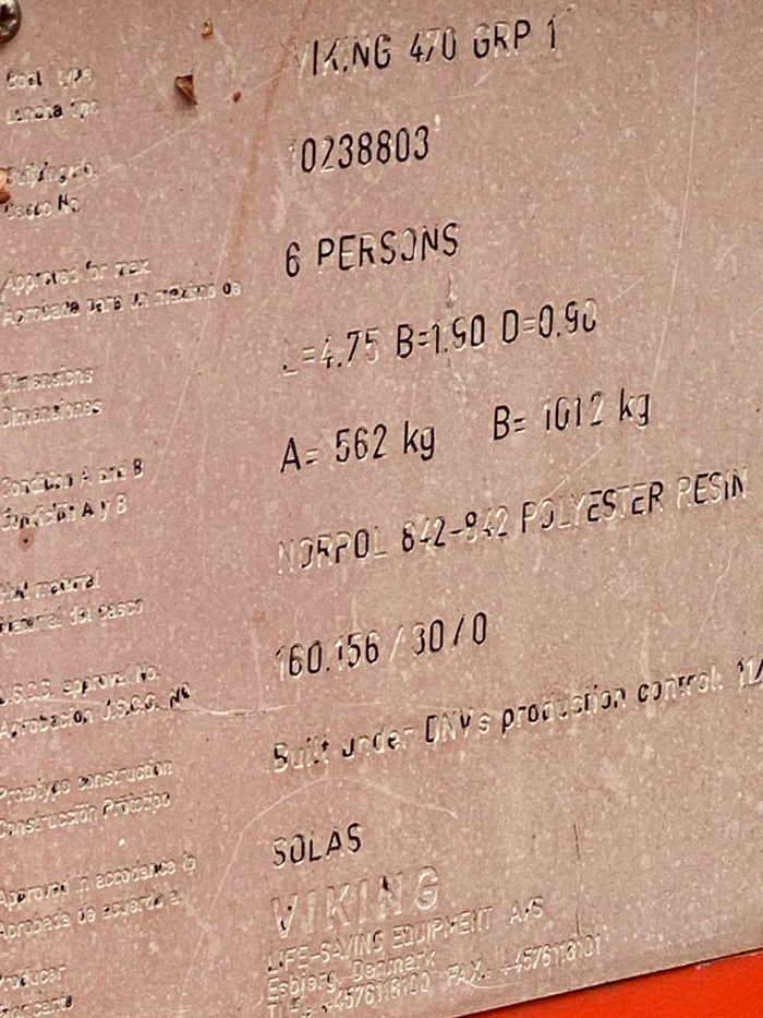 Viking Solas 470 GRP 1 MOB Rescue Boat 4.75M